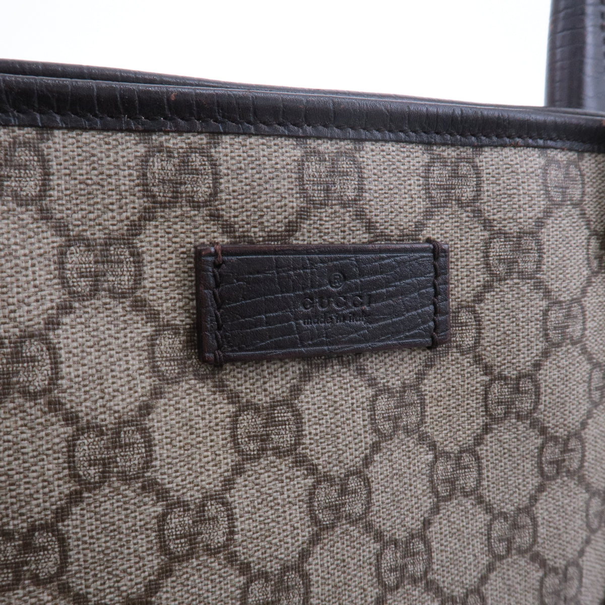 GUCCI GG Supreme Leather Tote Bag Beige Brown 114595