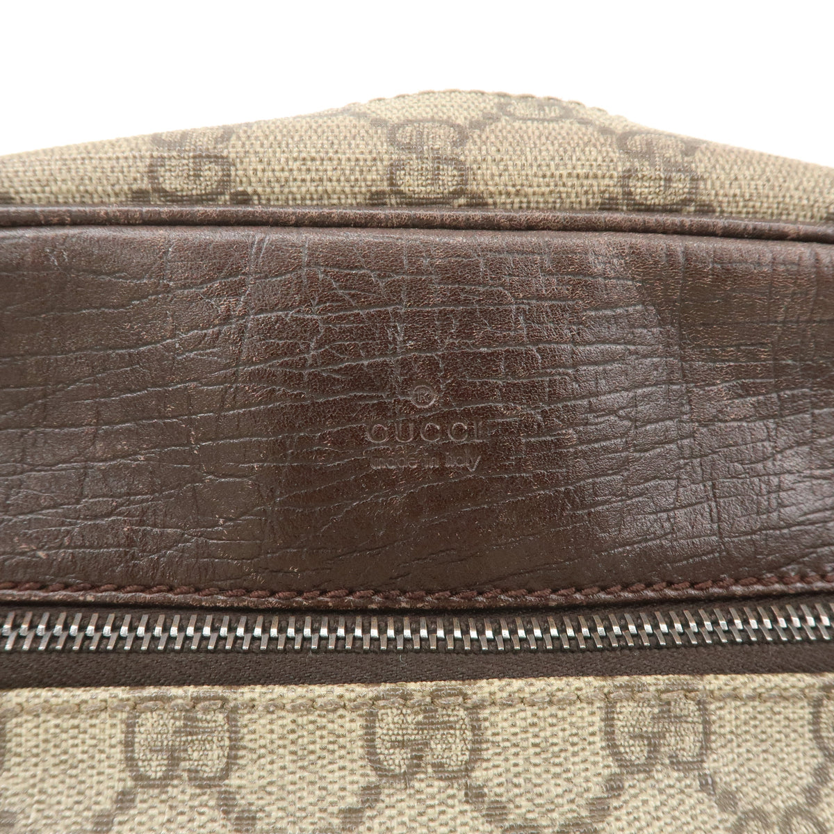 GUCCI GG Supreme Leather Shoulder Bag Beige Brown 114291