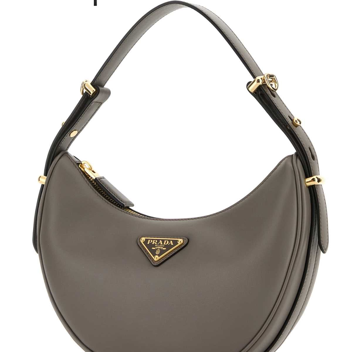 PRADA Mini Leather Handbag with Golden Metal Finishing