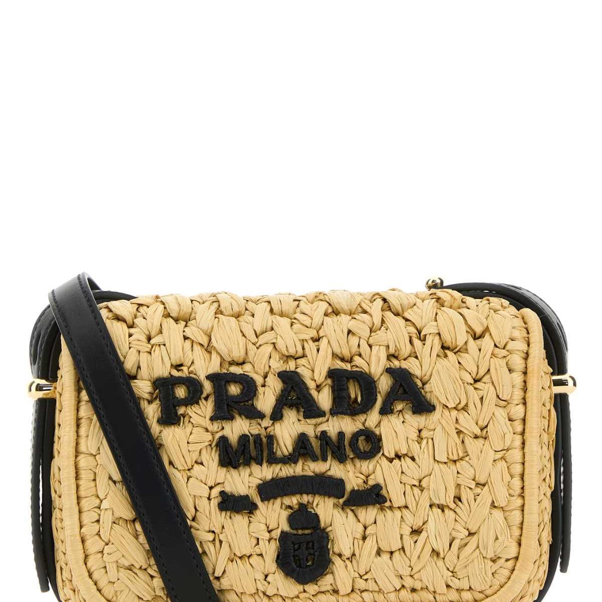 PRADA Mini Raffia Crossbody Handbag