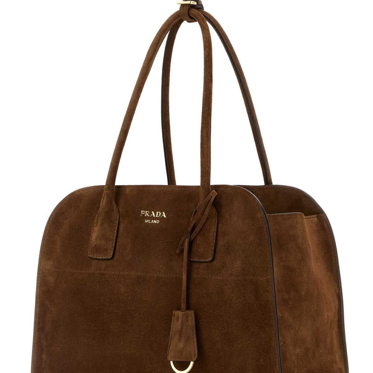 PRADA Suede Handbag with Removable Charm - 35 cm