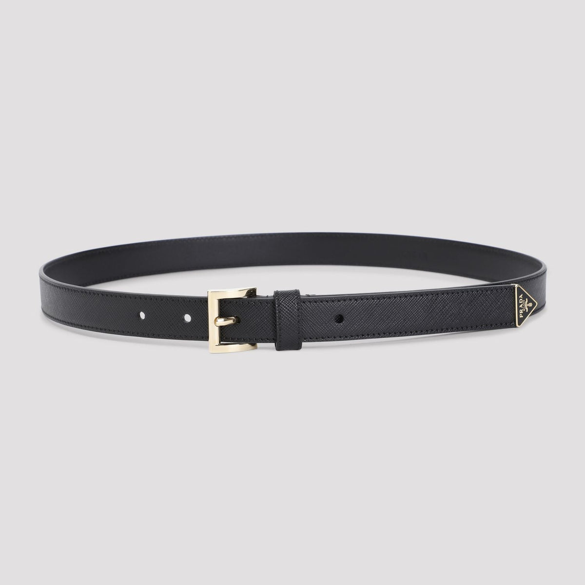 PRADA Saffiano Leather Belt with Metal Buckle - Adjustable