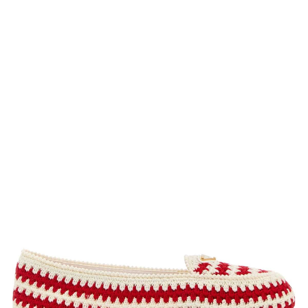 PRADA Embroidered Crochet Loafers