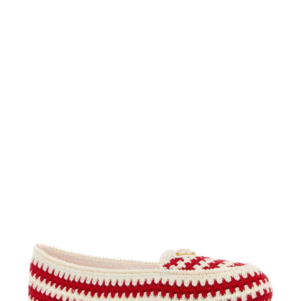 PRADA Embroidered Crochet Loafers