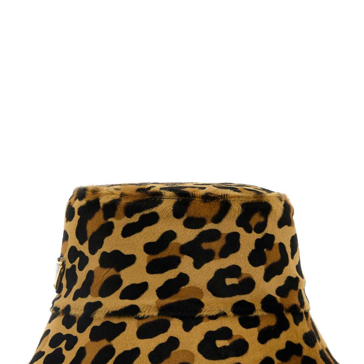 PRADA Printed Leather Hair Bucket Hat for Women