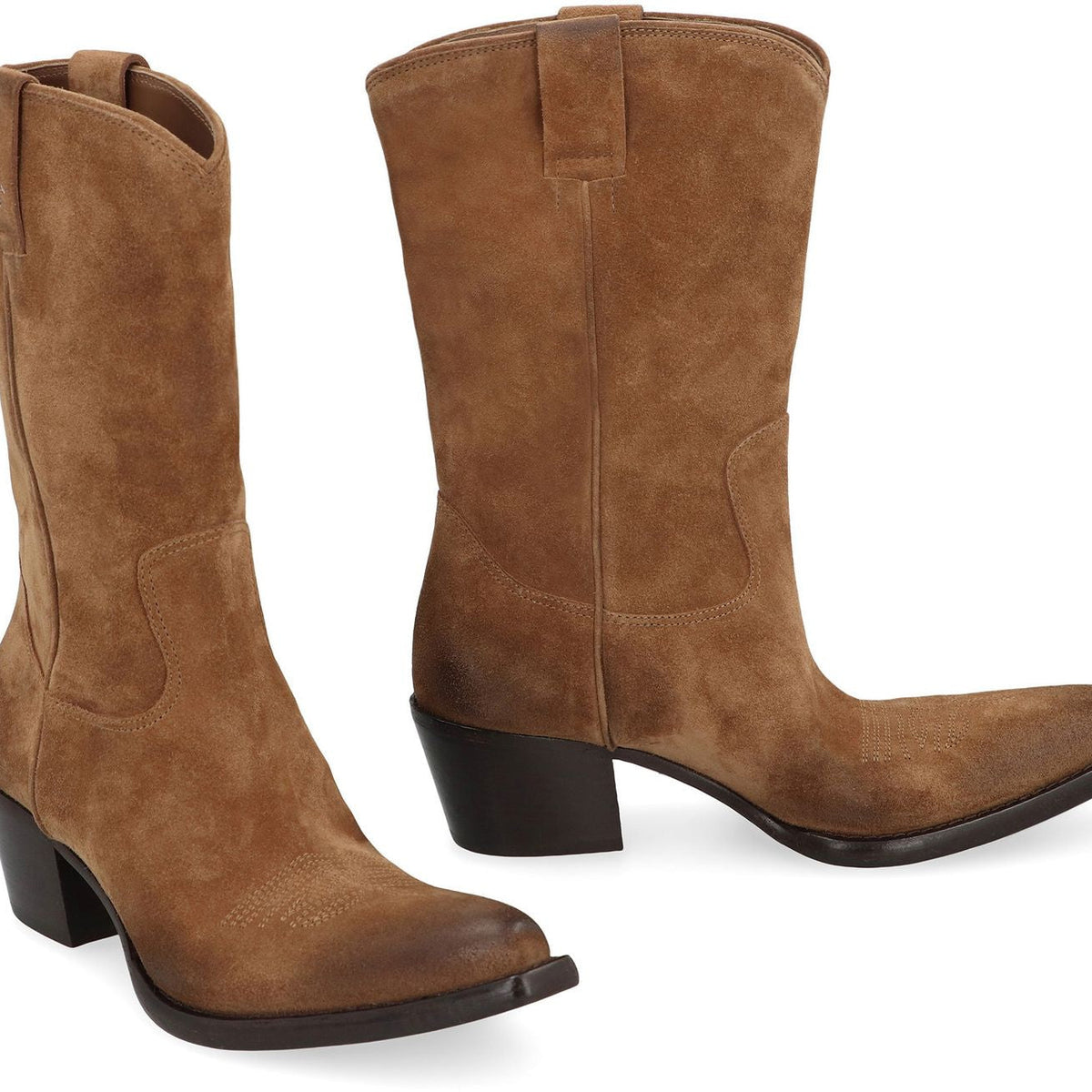 PRADA Pointy Toe Vintage Effect Ankle Boots