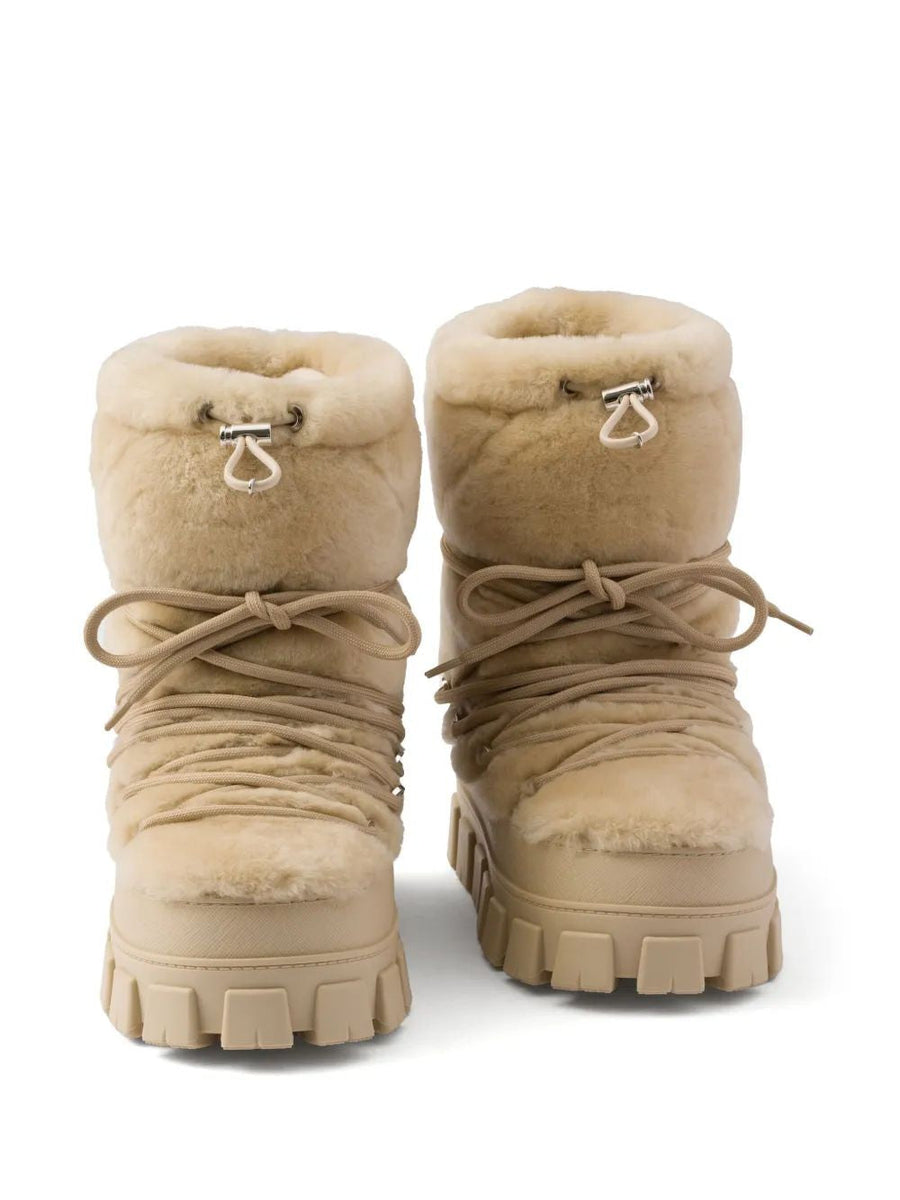 PRADA Sophisticated Ecru Mini Ankle Boots for Women