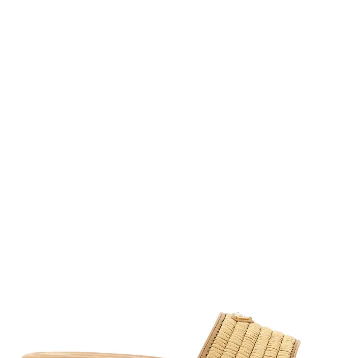 PRADA Raffia and Leather Slippers