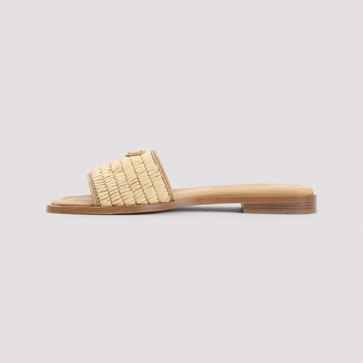 PRADA Raffia and Leather Slippers