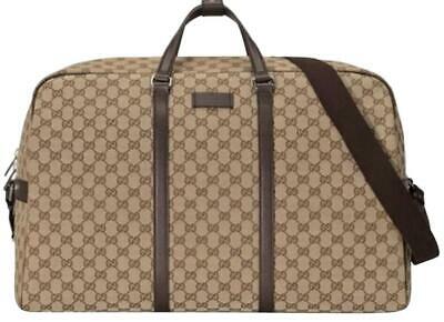 Gucci Duffle Brown Signature Guccissima Large Canvas Leather Travel