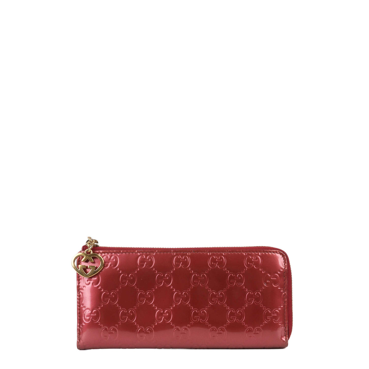 Gucci Metallic Pink Patent Zipped Long Wallet.