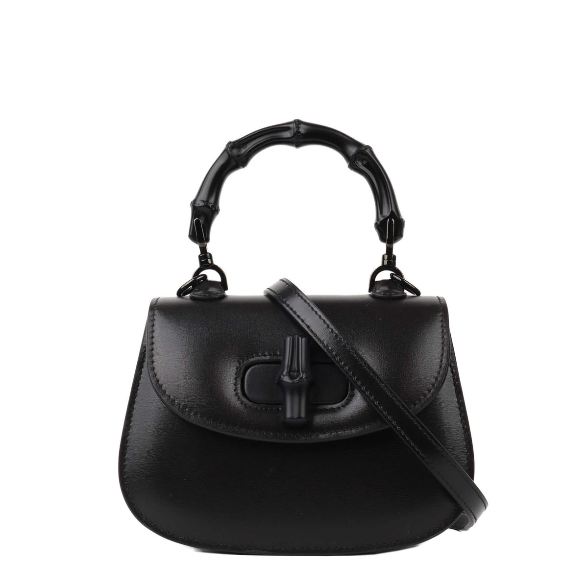 Gucci Bamboo 1947 Mini Top Handle Bag Black.