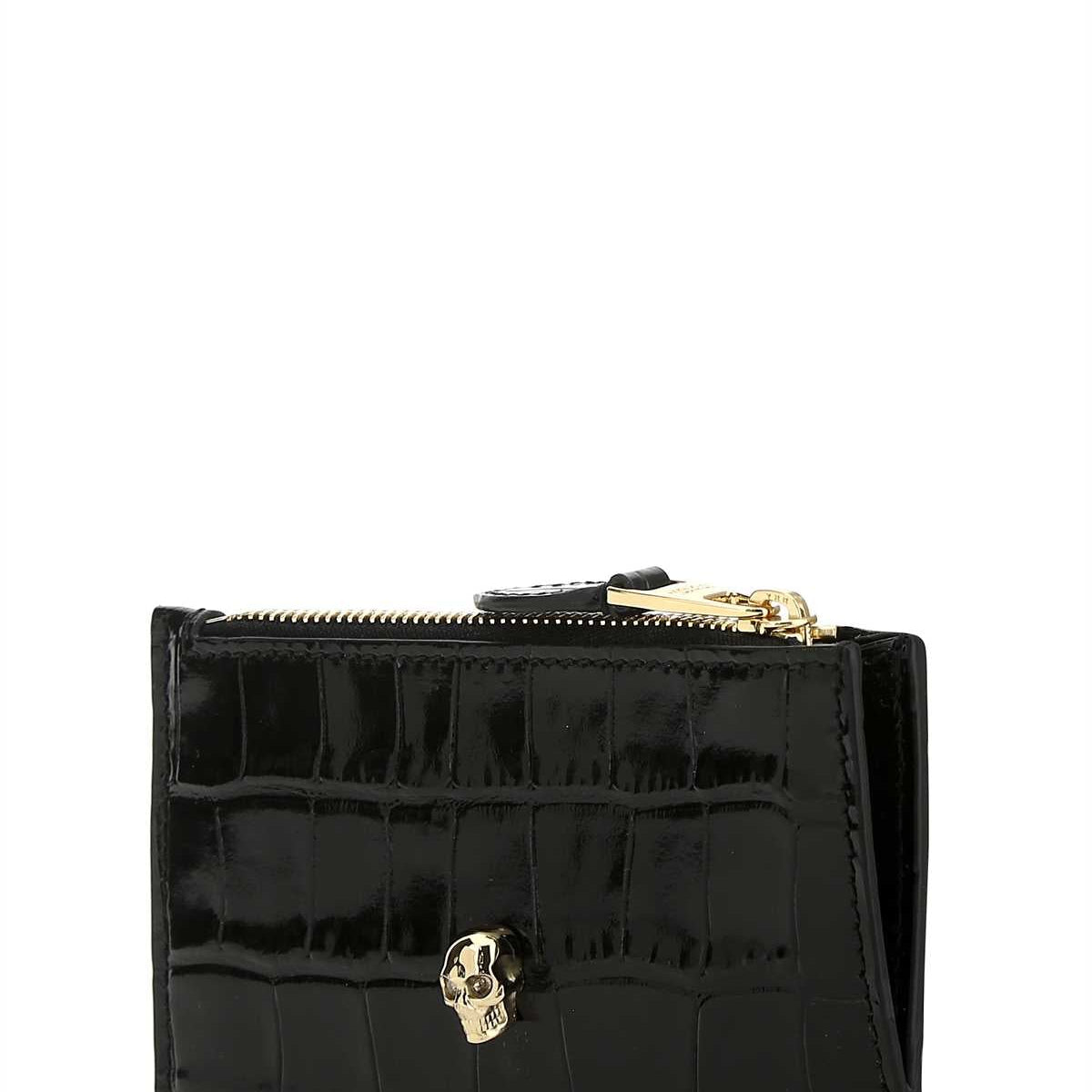 Alexander Mcqueen Men Black Leather Card Holder