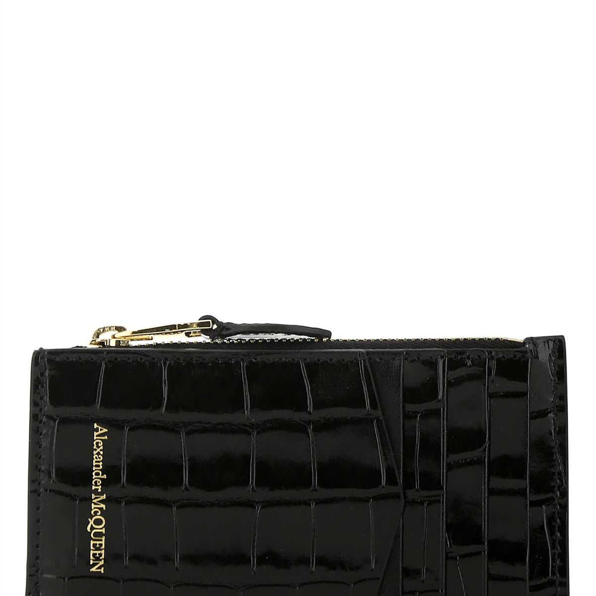Alexander Mcqueen Men Black Leather Card Holder