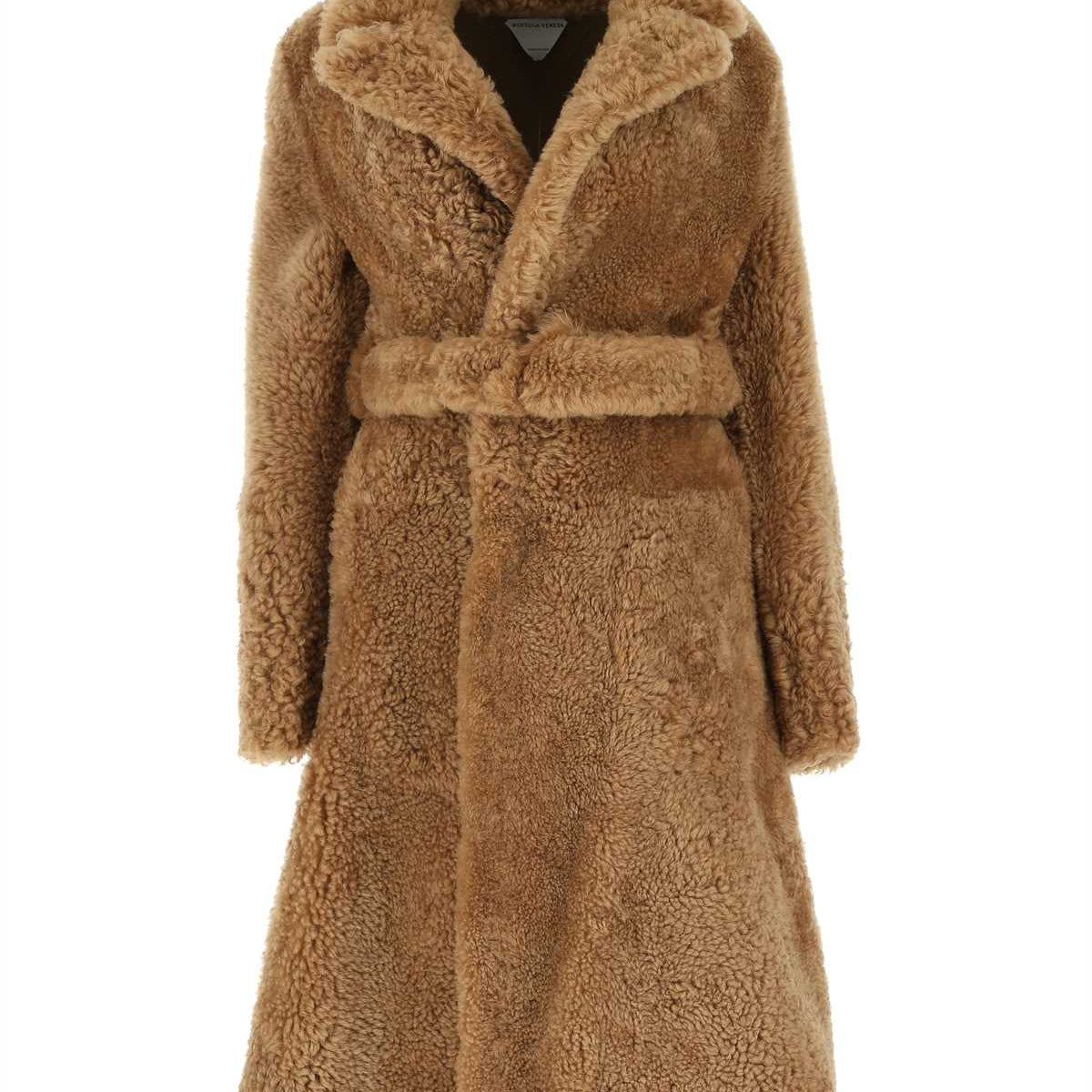 Bottega Veneta Women Camel Shearling Coat
