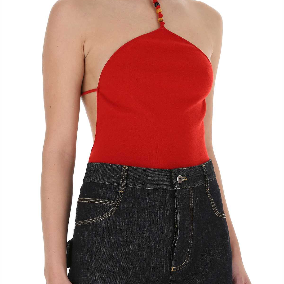 Bottega Veneta Women Red Stretch Cashmere Blend Bodysuit