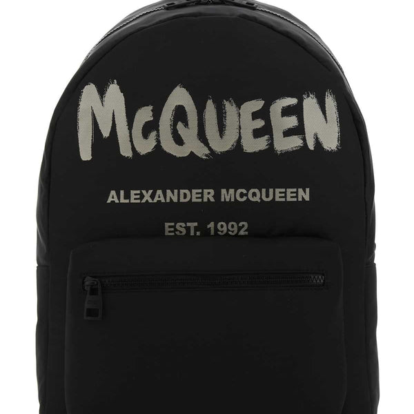 Alexander Mcqueen Men Black Canvas Metropolitan Backpack