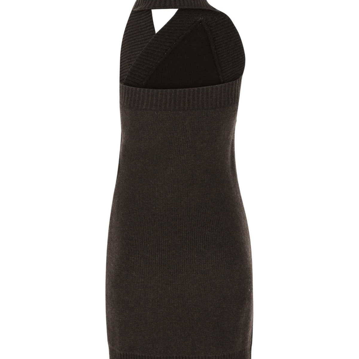 Bottega Veneta Women Dark Brown Wool Mini Dress