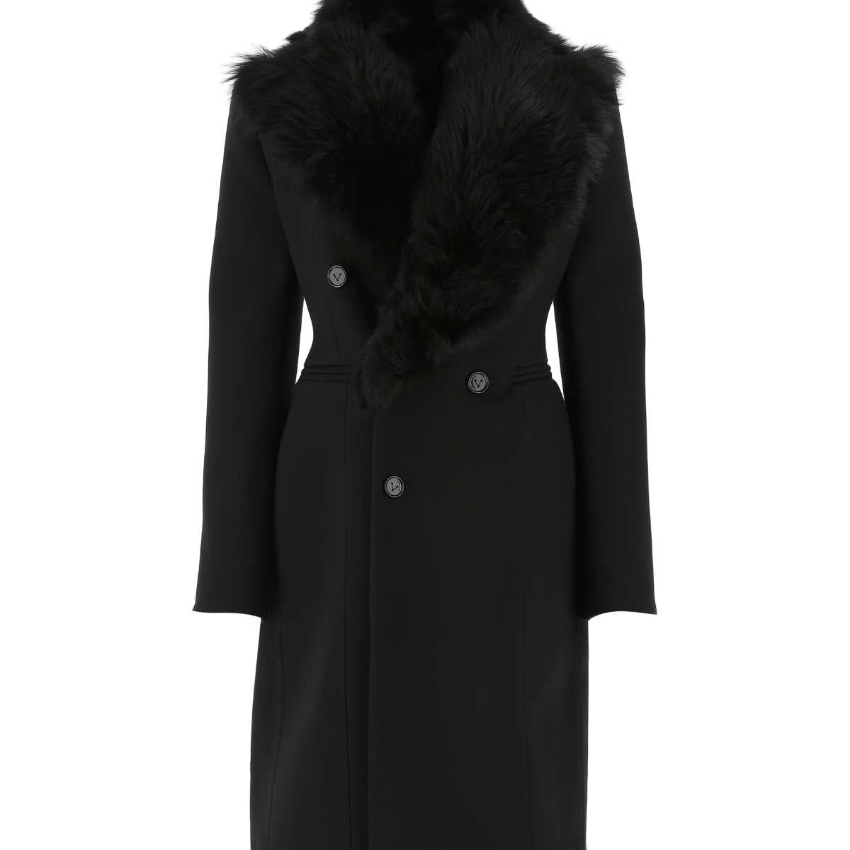 Bottega Veneta Women Black Stretch Acrylic Blend Coat