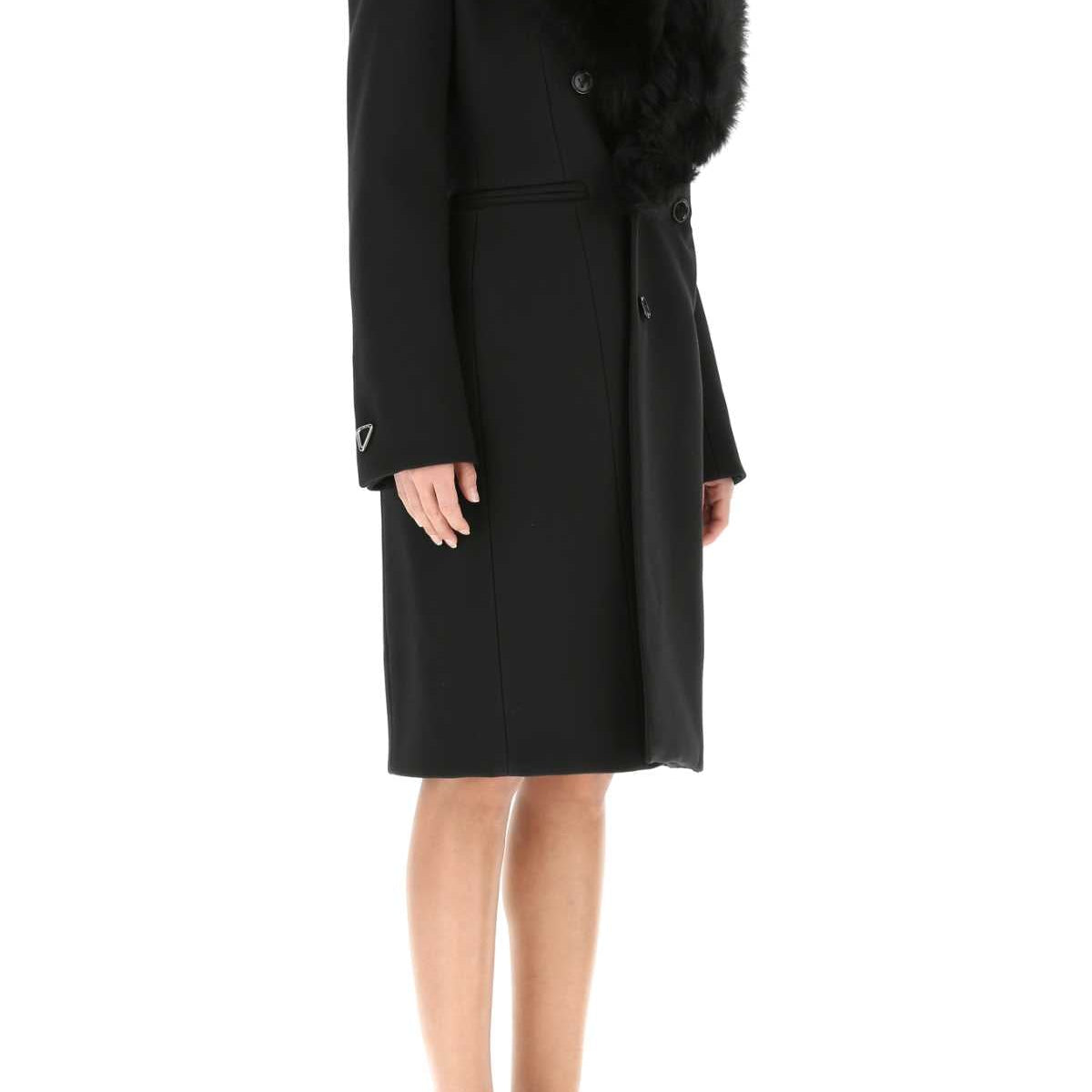 Bottega Veneta Women Black Stretch Acrylic Blend Coat
