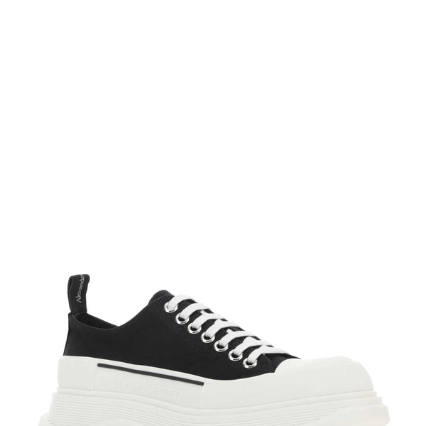 Alexander Mcqueen Women Black Canvas Tread Slick Sneakers