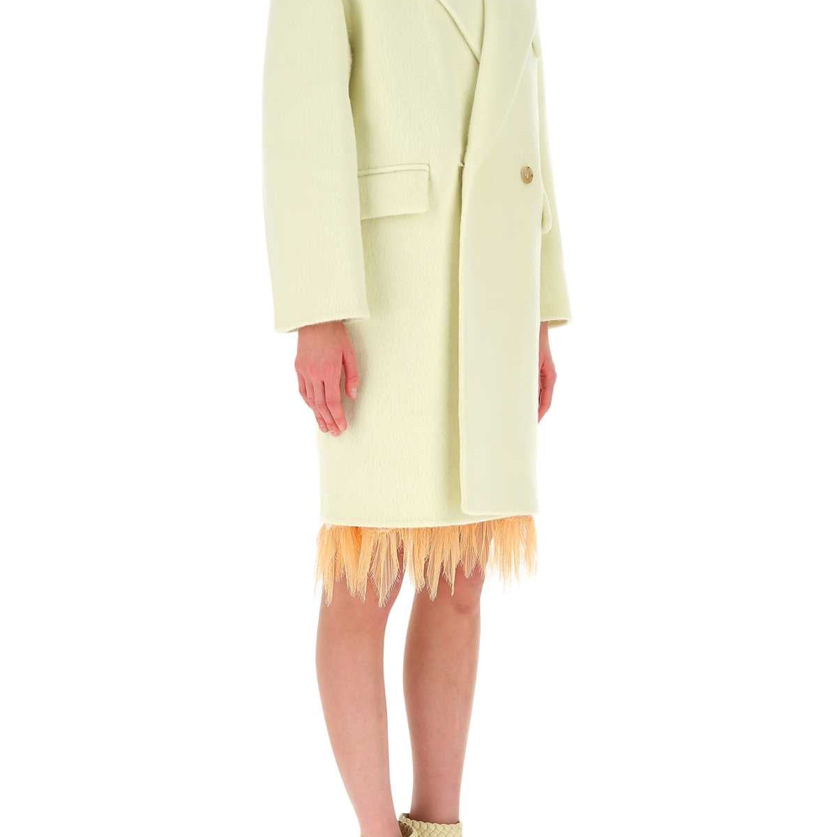 Bottega Veneta Women Ivory Wool Blend Coat