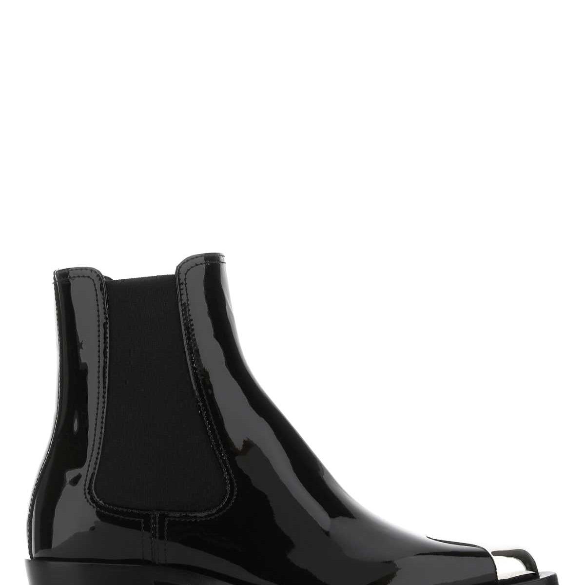 Alexander Mcqueen Women Black Leather Ankle Boots