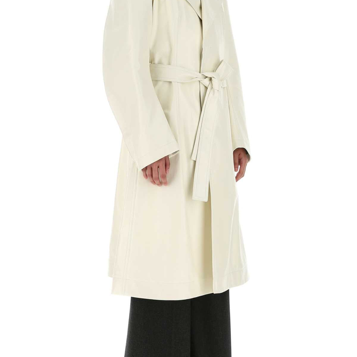 Bottega Veneta Women Ivory Leather Coat