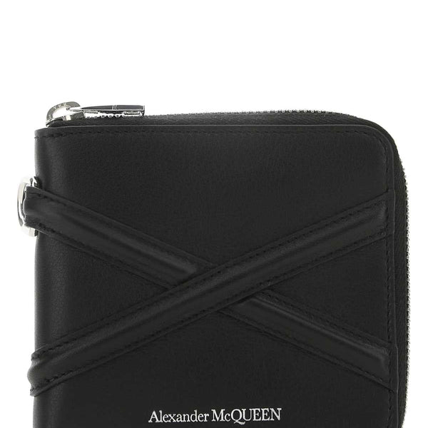 Alexander Mcqueen Men Black Leather Wallet