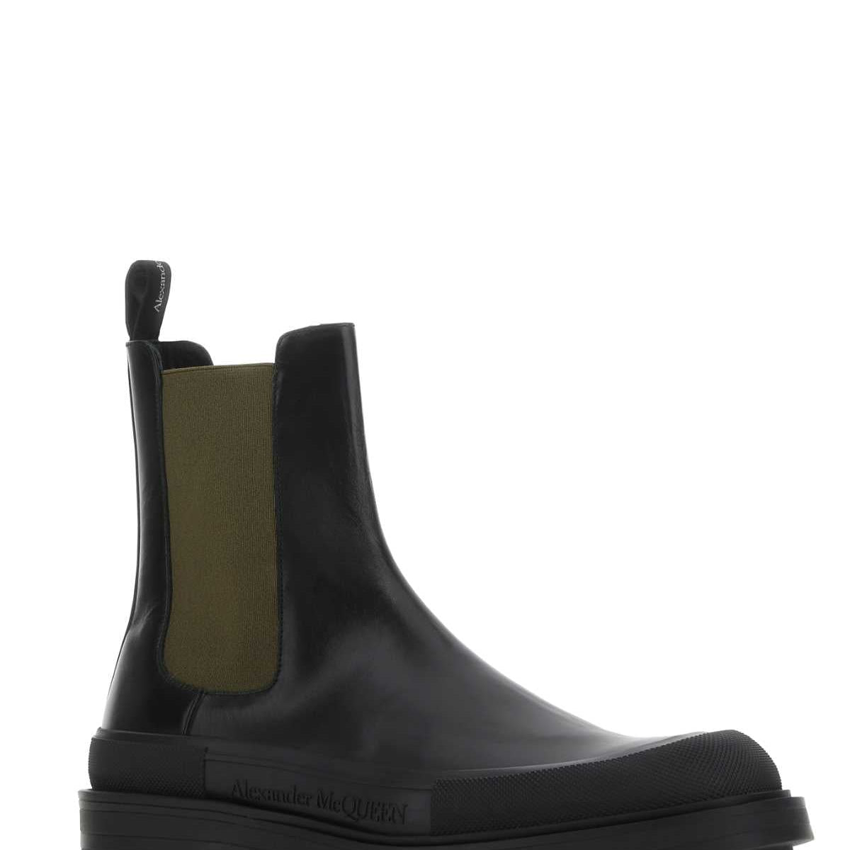 Alexander Mcqueen Men Black Leather Boxcar Ankle Boots