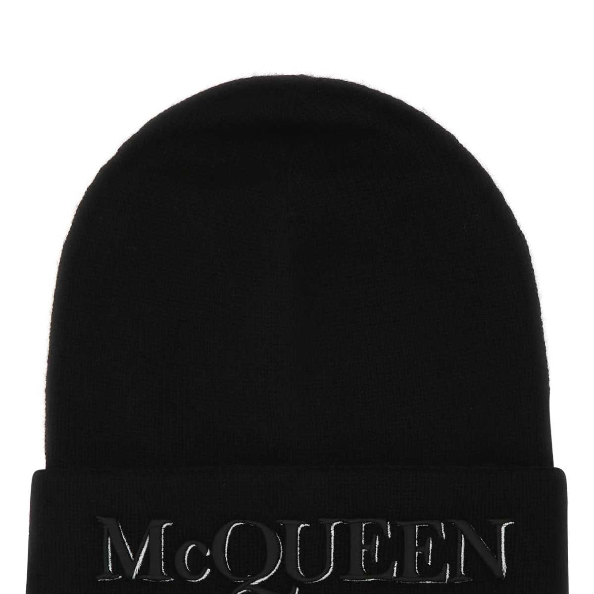 Alexander Mcqueen Men Black Cashmere Beanie Hat