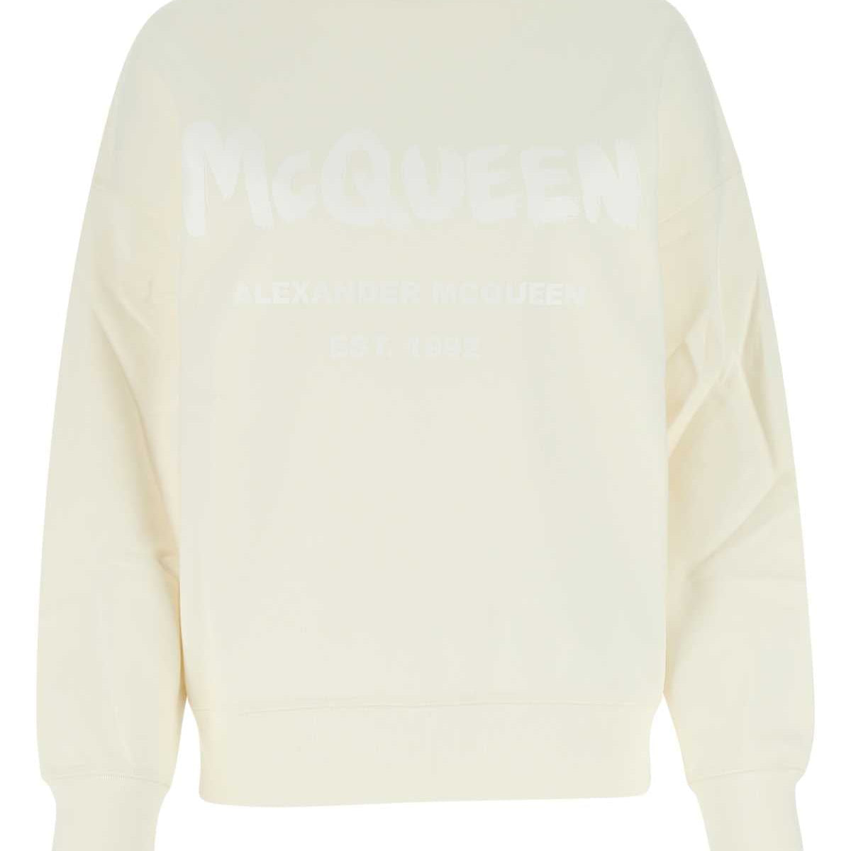 Alexander Mcqueen Women Ivory Cotton Oversize Sweatshirt