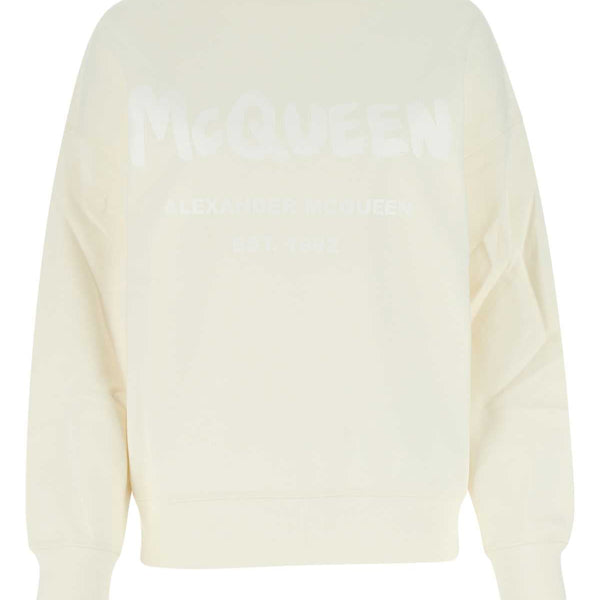 Alexander Mcqueen Women Ivory Cotton Oversize Sweatshirt