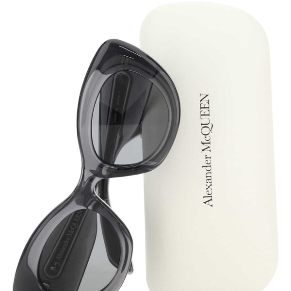 Alexander Mcqueen Women Dark Grey Acetate The Curve Sunglasses