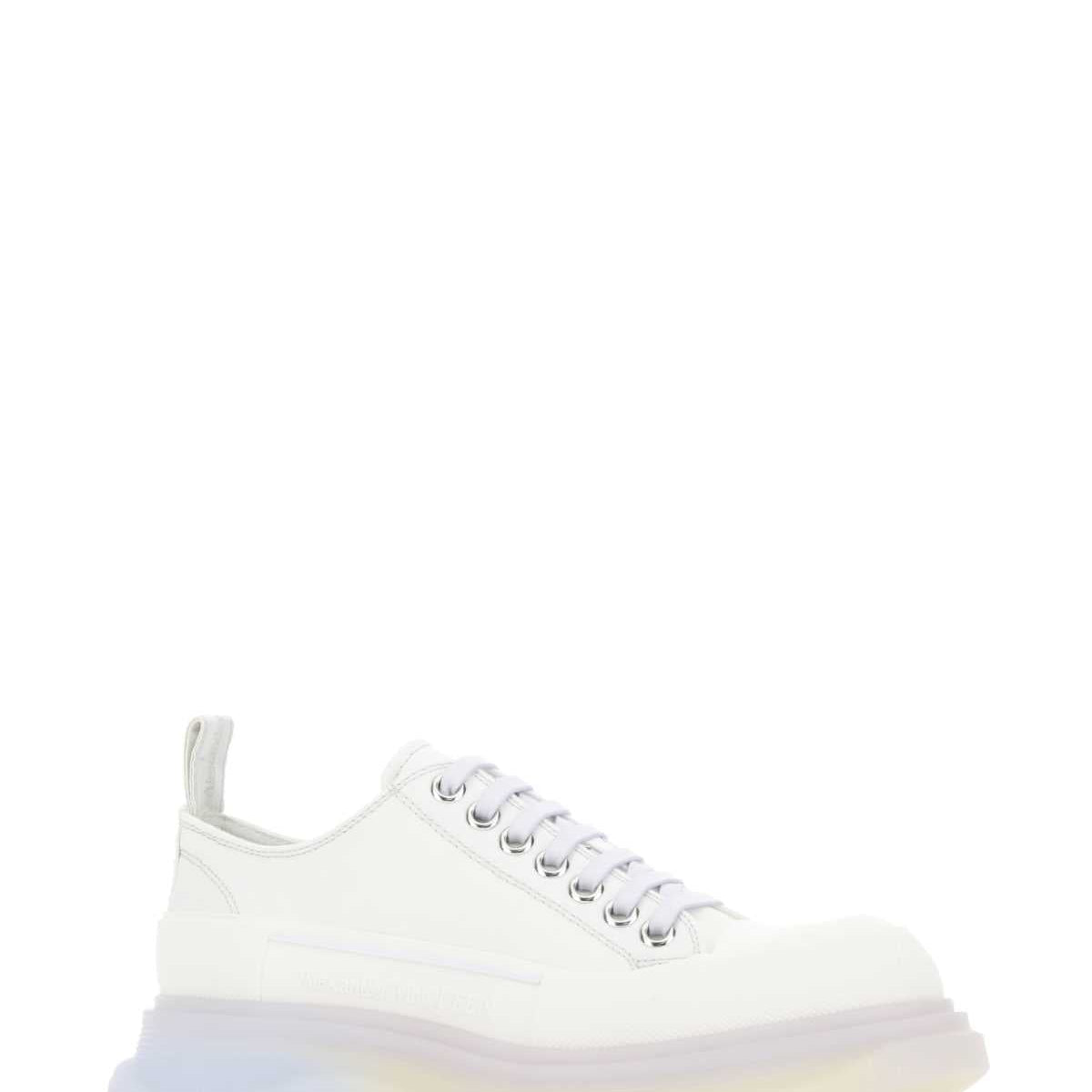 Alexander Mcqueen Women Chalk Canvas Tread Slick Sneakers