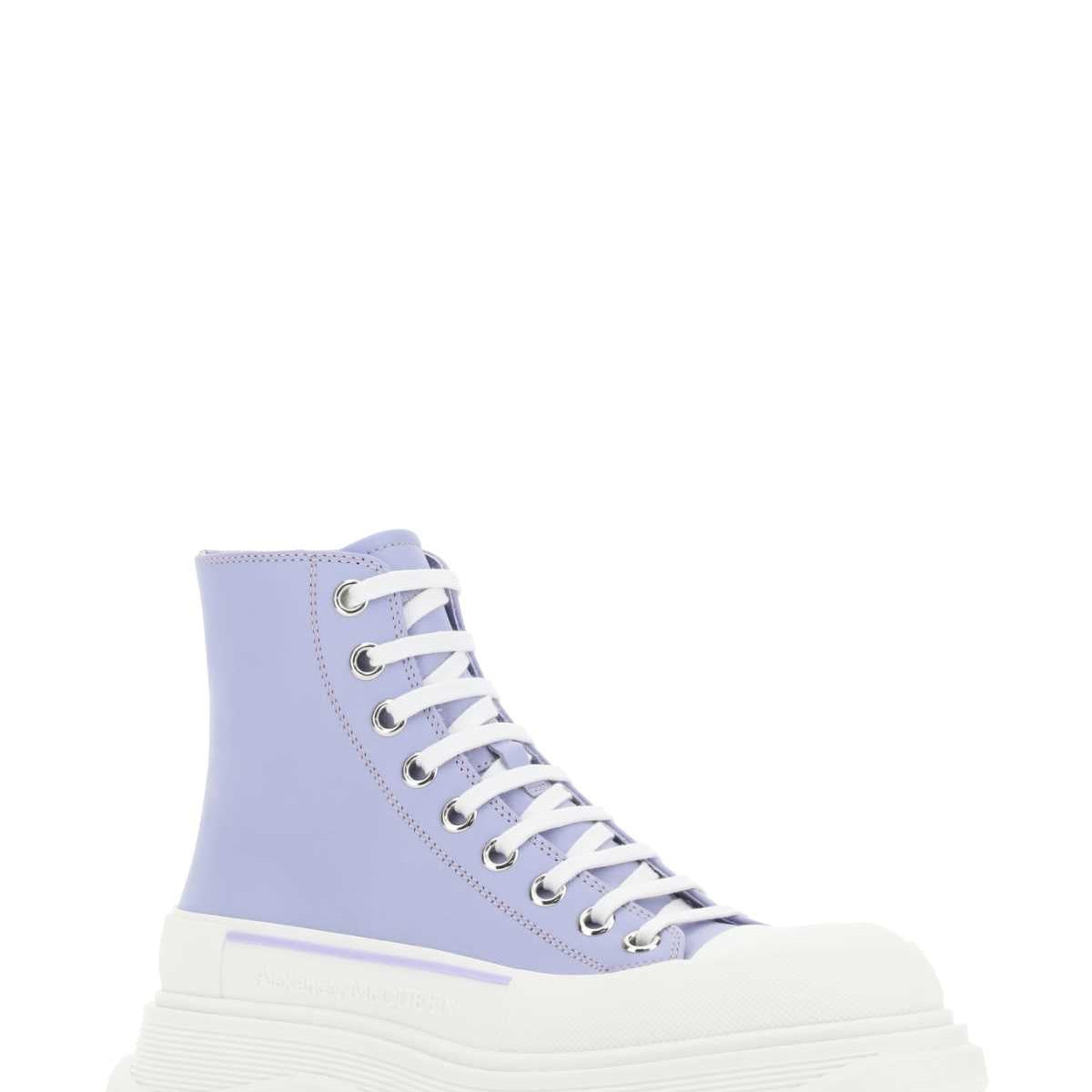 Alexander Mcqueen Women Lilac Leather Tread Slick Sneakers