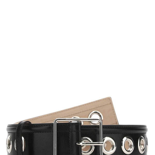 Alexander Mcqueen Women Black Leather Belt