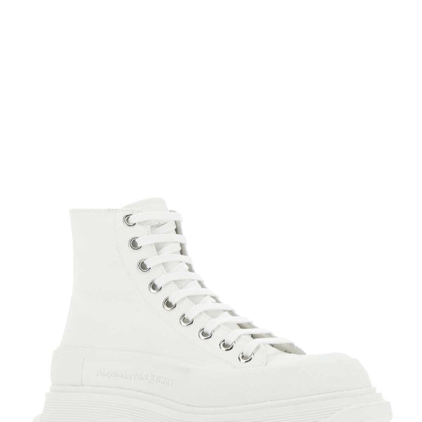 Alexander Mcqueen Women White Canvas Tread Slick Sneakers