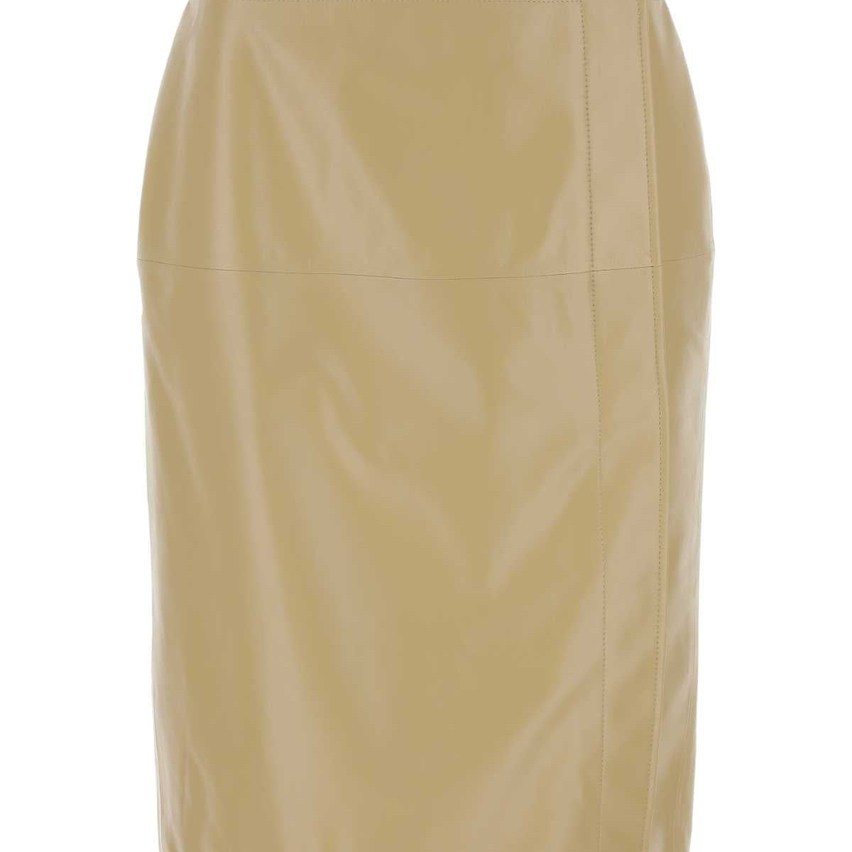 Bottega Veneta Women Beige Leather Skirt