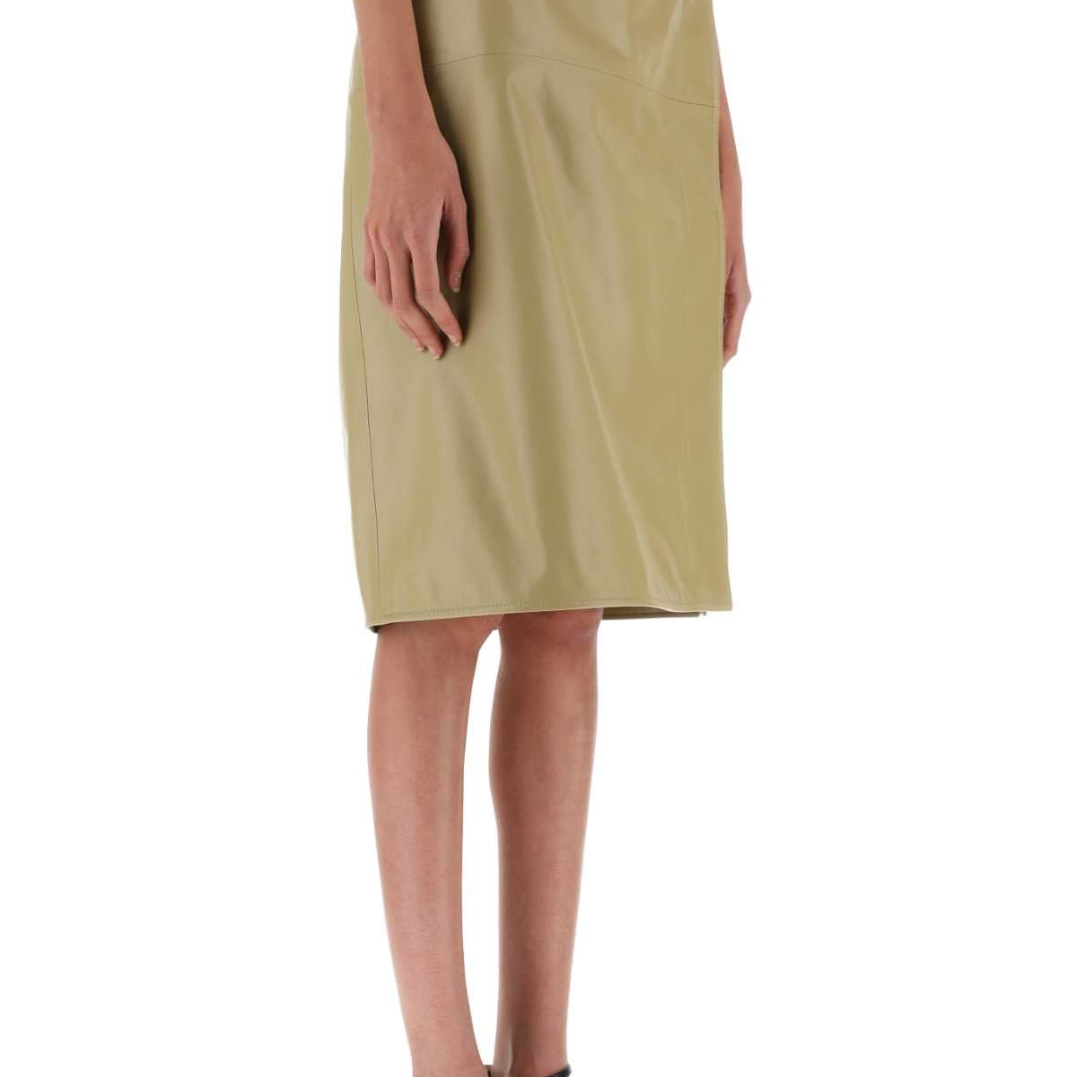Bottega Veneta Women Beige Leather Skirt