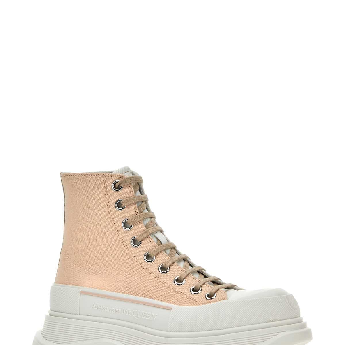 Alexander Mcqueen Women Skin Pink Canvas Tread Slick Sneakers