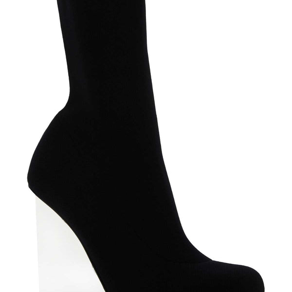 Alexander Mcqueen Women Black Stretch Nylon Shard Ankle Boots