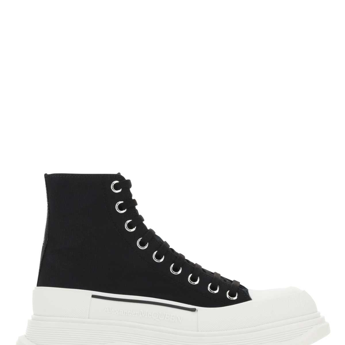 Alexander Mcqueen Women Black Canvas Tread Slick Sneakers