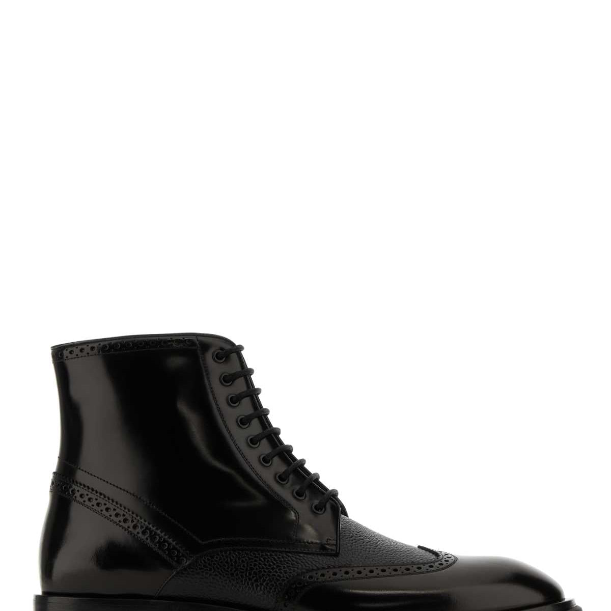 Alexander Mcqueen Men Black Leather Ankle Boots