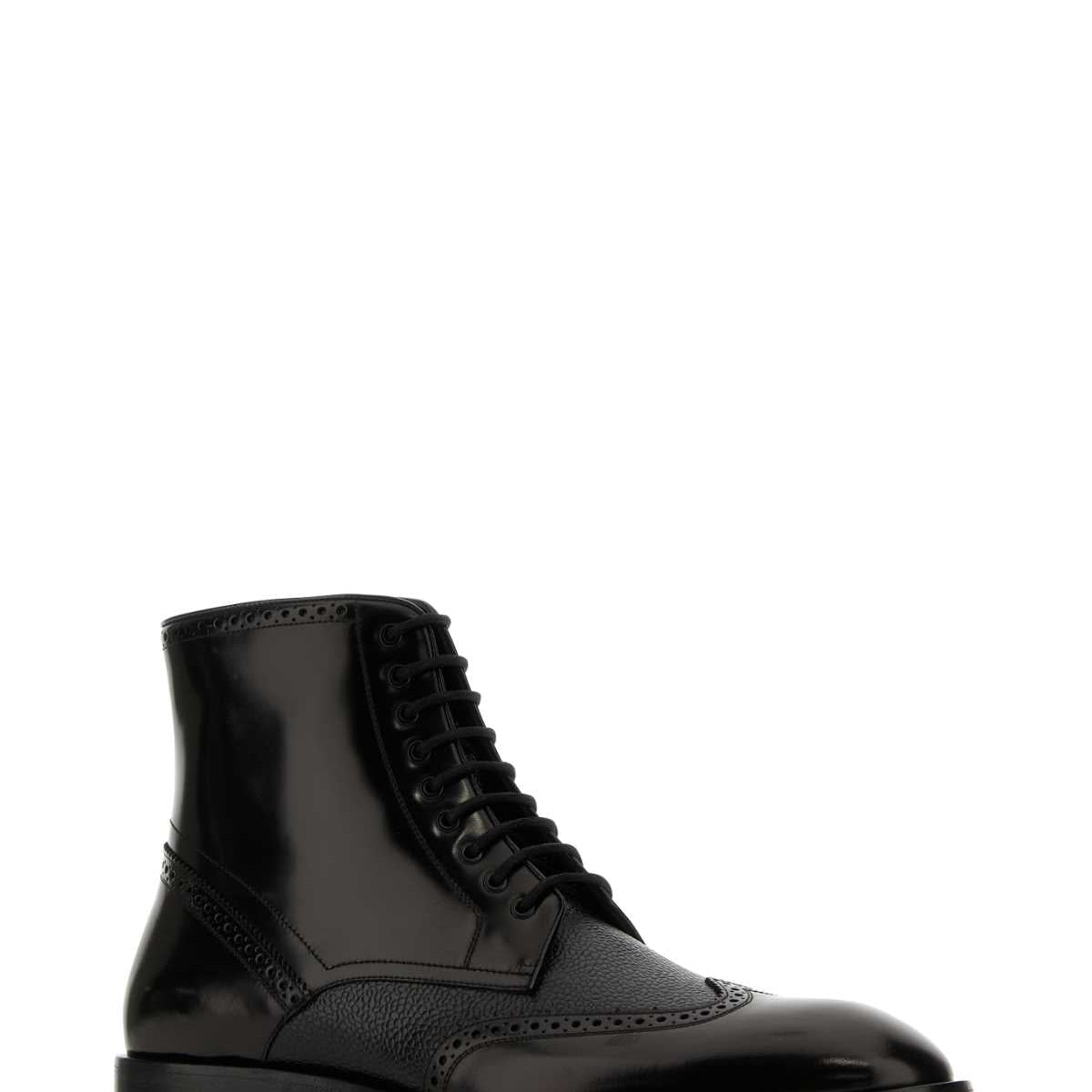 Alexander Mcqueen Men Black Leather Ankle Boots