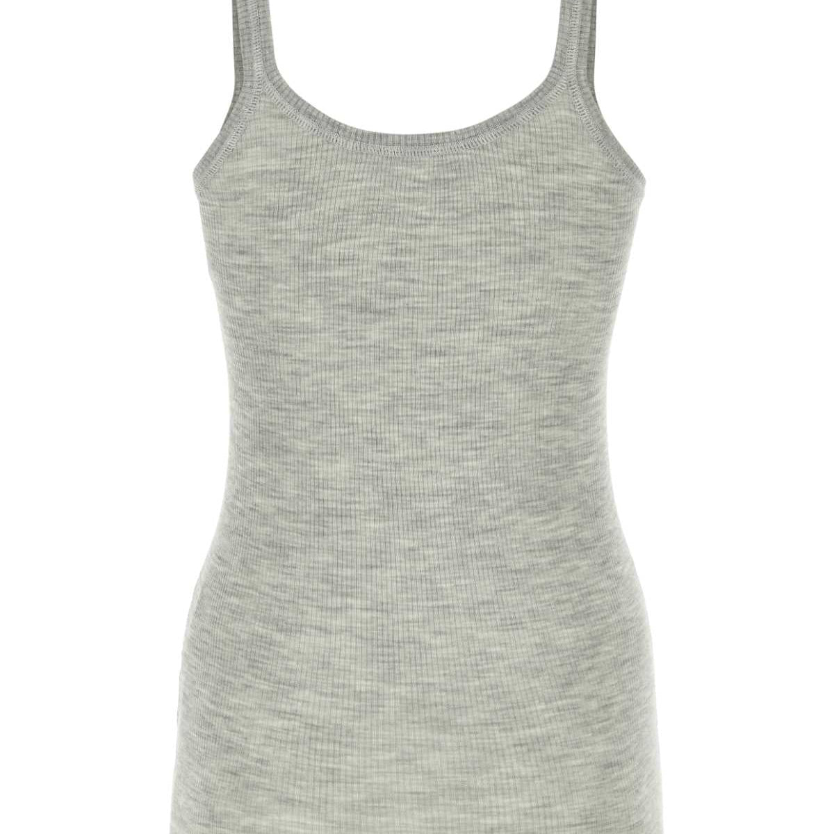 Bottega Veneta Women Melange Grey Wool Tank Top
