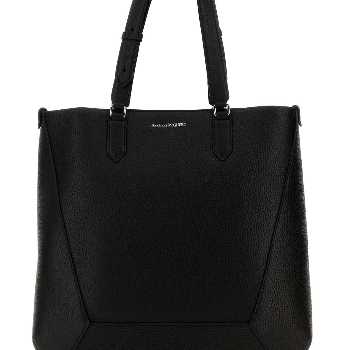 Alexander Mcqueen Men Black Leather Medium Edge Shopping Bag