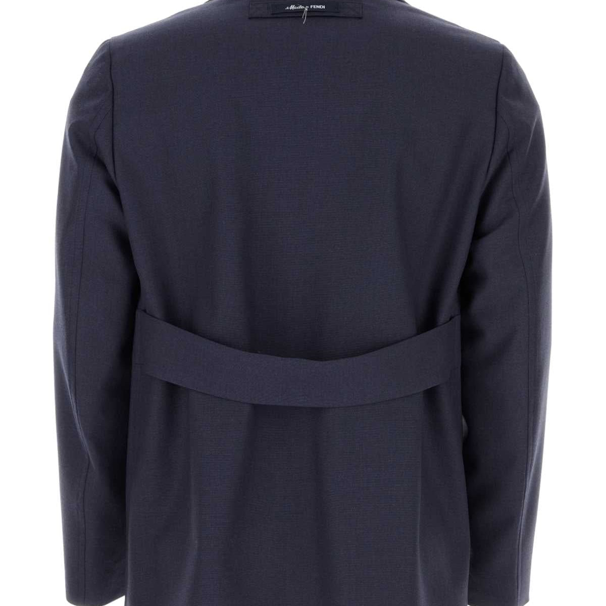 Fendi Men Blue Wool Blazer