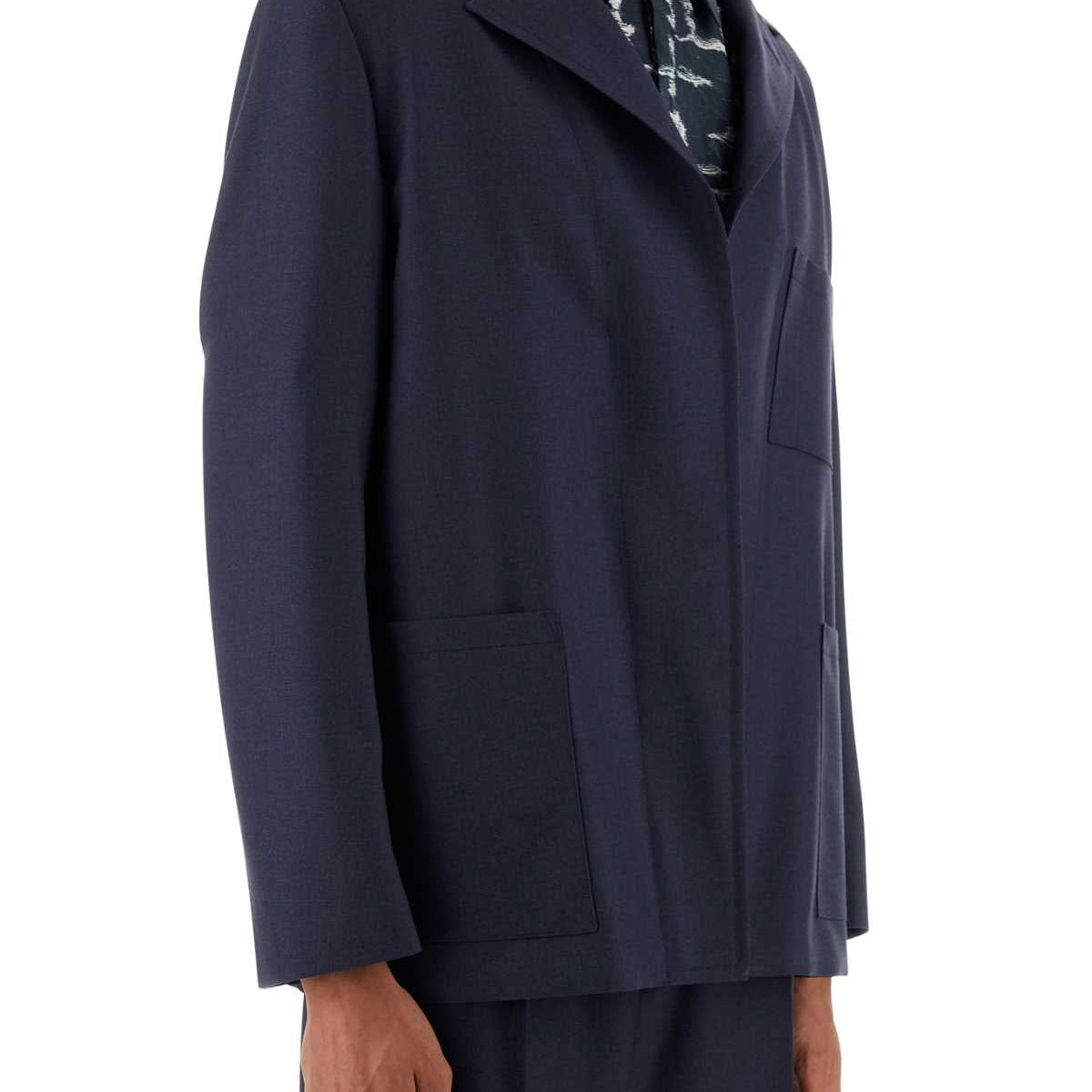 Fendi Men Blue Wool Blazer