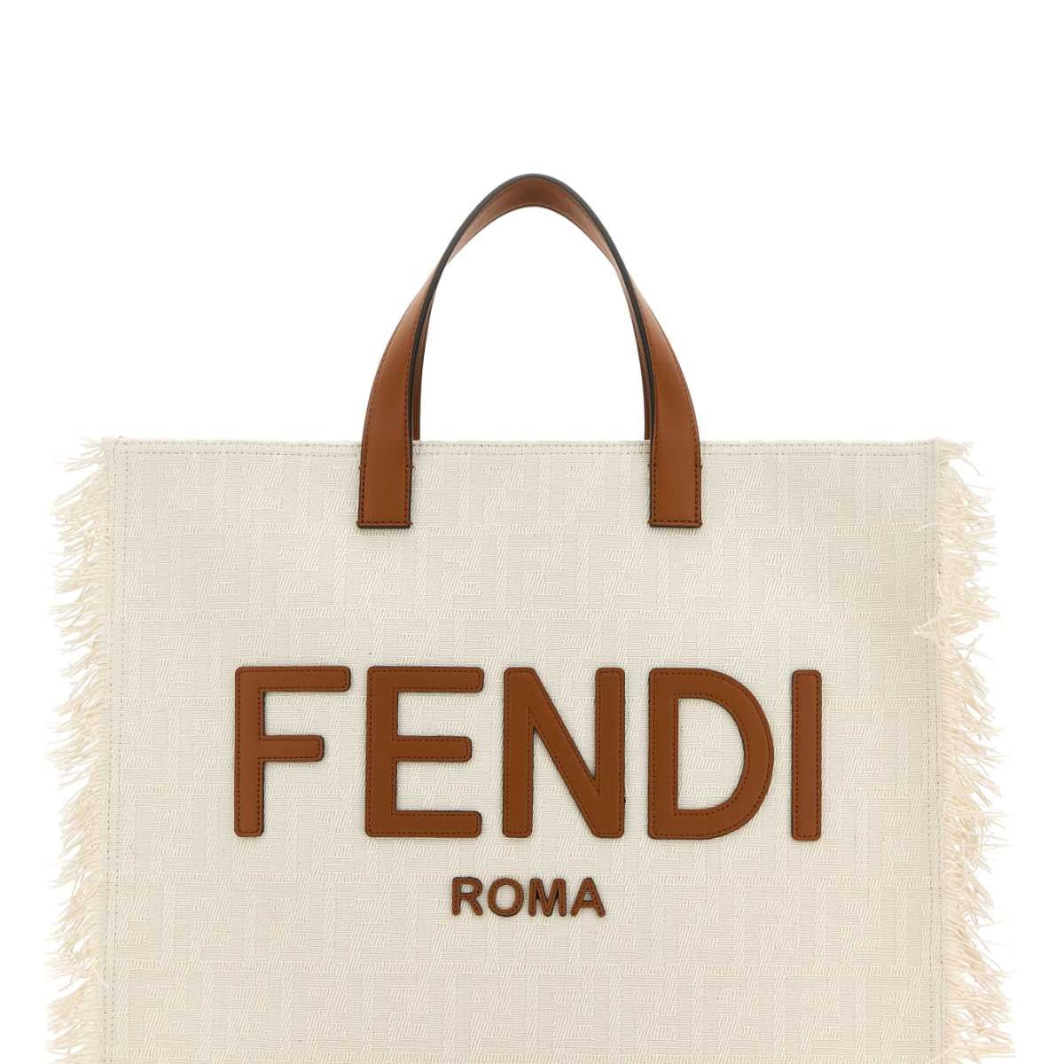 Fendi Men Embroidered Jacquard Ff Shopper Shopping Bag